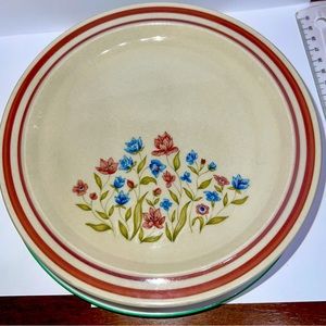 Vtg Newcor stoneware 7.5" dessert plates 1986 #413 Good Earth pattern set of 4